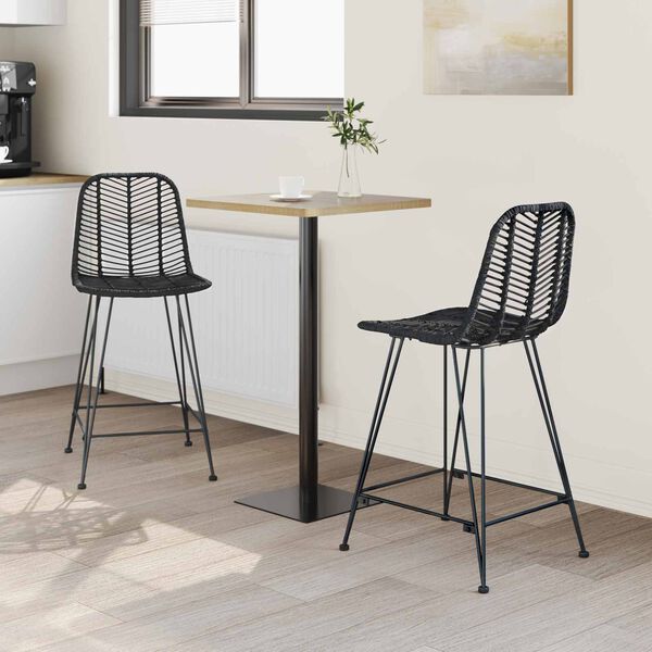 vidaXL Barst&oacute;ll 2 pcs Svartur 44,5 x 54,5 x 97,5 cm Rattan og j&aacute;rn