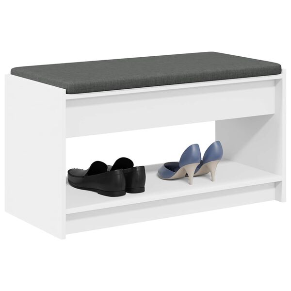 vidaXL Hallarbekk me&eth; p&uacute;&eth;i Hv&iacute;t 83 x 38 x 45 cm Virkur tr&eacute; og d&uacute;kur