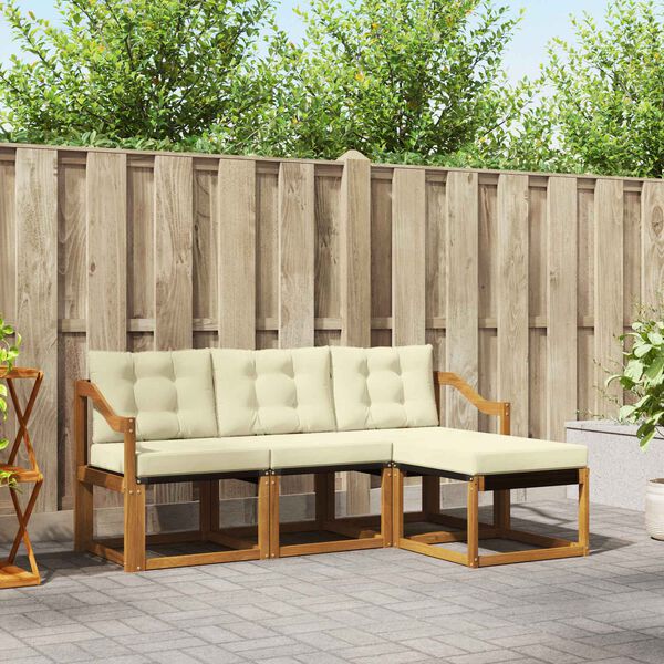 vidaXL &Uacute;ti s&oacute;fasett me&eth; p&uacute;&eth;i 4 pcs N&aacute;tt&uacute;rulegt og Krem