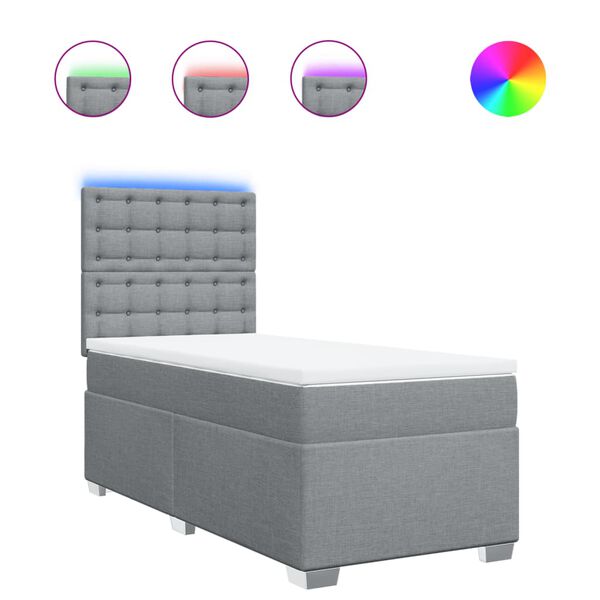 vidaXL H&oacute;lfa&eth; Springr&uacute;m Lj&oacute;sgr&aacute;tt 90x190 cm Tauefni