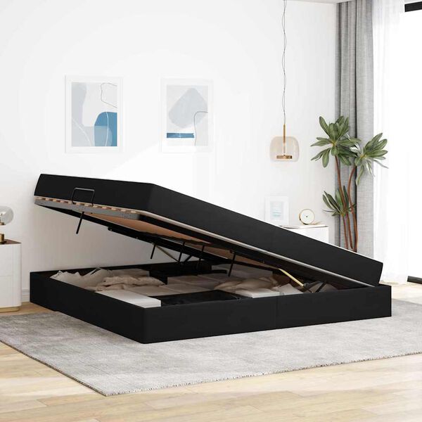 vidaXL R&uacute;m me&eth; geymslur&yacute;mi og d&yacute;nu Svartur 200 x 200 cm Flauel