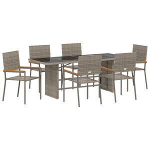 vidaXL Gar&eth;ur bor&eth;sett 7 pcs Gr&aacute;r p&oacute;l&yacute;rattan