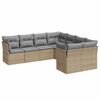 vidaXL 8 Hluta Gar&eth;s&oacute;fasett me&eth; Sessum Drappa&eth; P&oacute;l&yacute;rattan