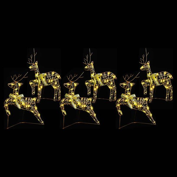 vidaXL LED hreindýr með 180 LED 6 pcs gold PET