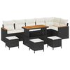 vidaXL Gar&eth;s&oacute;fa sett me&eth; p&uacute;&eth;i 10 pcs Svartur Poly rattan