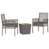 vidaXL Gar&eth; Bistro Set 3 pcs Gr&aacute;r p&oacute;l&yacute;rattan