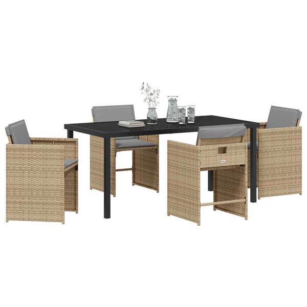 vidaXL Gar&eth;ur bor&eth;sett 5 pcs Drapplita&eth;ur p&oacute;l&yacute;rattan