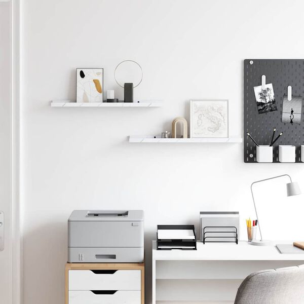 vidaXL Vegghylla 2 pcs Hv&iacute;tt marmara 60 x 9 x 3 cm Samsettur vi&eth;ur