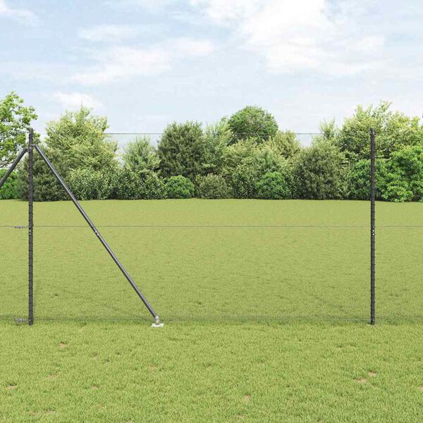 vidaXL Gir&eth;ingarp&oacute;stur Gr&aacute;r 50 x 1,6 m (13 mm net) St&aacute;l og PVC