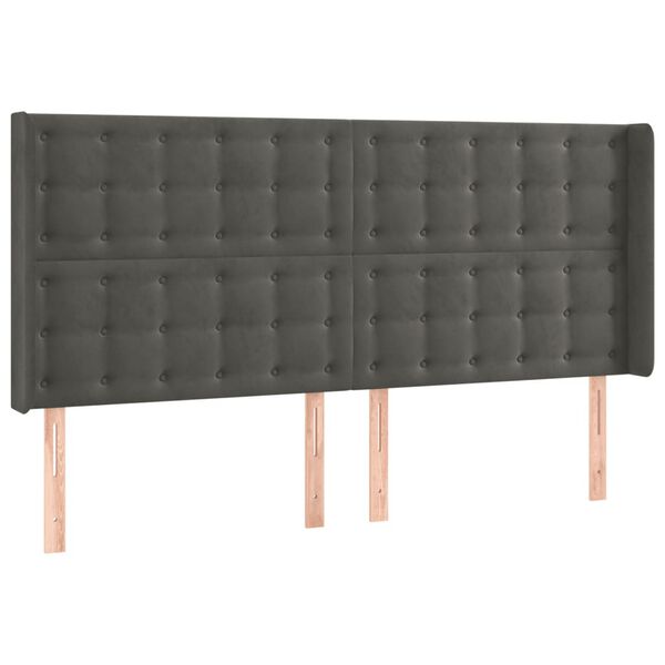 vidaXL H&ouml;f&eth;agafl me&eth; Eyrum 163x16x118/128 cm D&ouml;kkgr&aacute;tt Flauel
