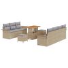 vidaXL Gar&eth;s&oacute;fa sett me&eth; p&uacute;&eth;i 10 pcs Drapplita&eth;ur p&oacute;l&yacute;rattan