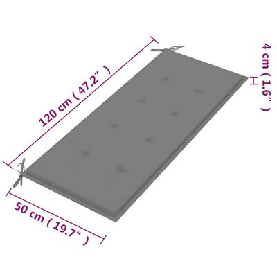 vidaXL 2-Sæta Garðbekkur með Sessu 120 cm Gegnheilt Tröllatré