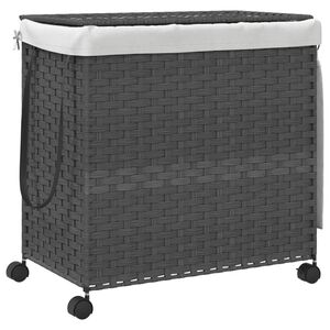 vidaXL þvottakarfa með Hjólum Grár 60x35x60,5 cm Rattan
