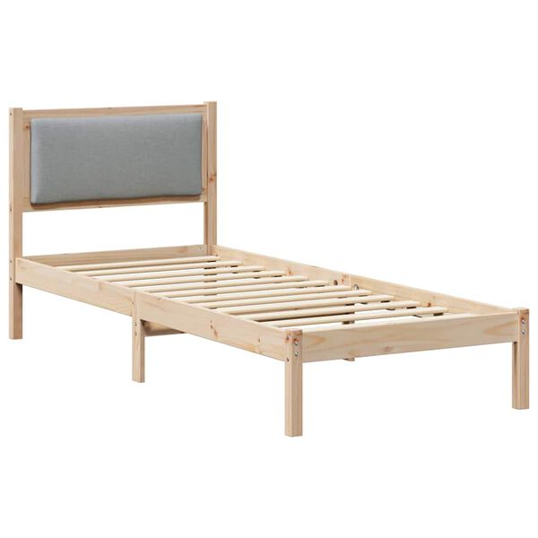 vidaXL Ramsv&iacute;k me&eth; h&ouml;fu&eth;gafl Lj&oacute;sgr&aacute;r 80 x 190 cm Solid furuhikk