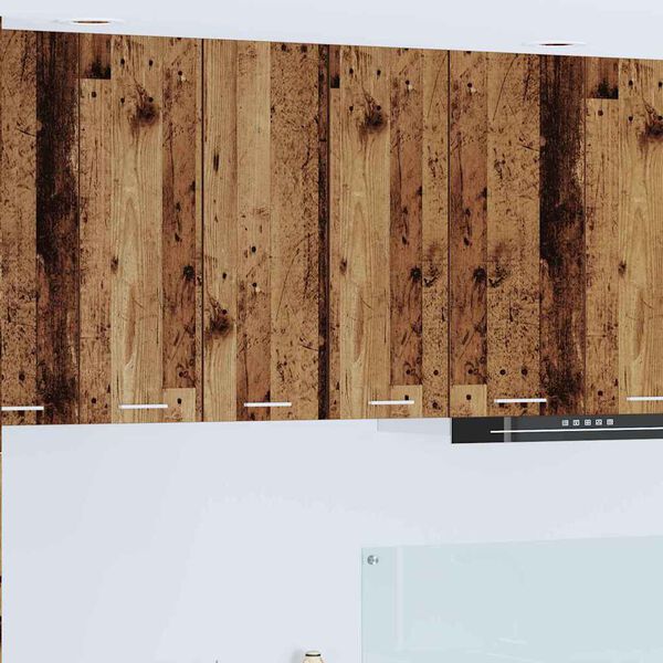 vidaXL Vegghengdur sk&aacute;pur Gamall vi&eth;ur og hv&iacute;t 30 x 31 x 80 cm