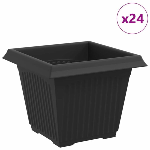 vidaXL Fermetra bl&oacute;mapottr 24 pcs Svartur 33 x 33 x 26 cm Plast