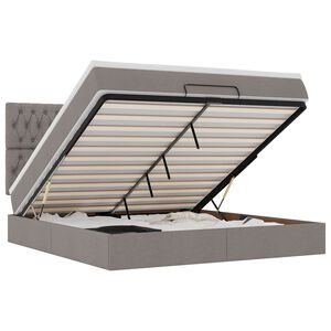 vidaXL Ottoman R&uacute;m me&eth; D&yacute;nu & LED Taupe 160x200cm Efni