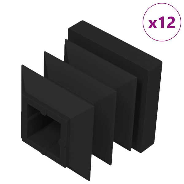 vidaXL Enda lokar 12 pcs Svartur 15 x 15 x 15 mm PP