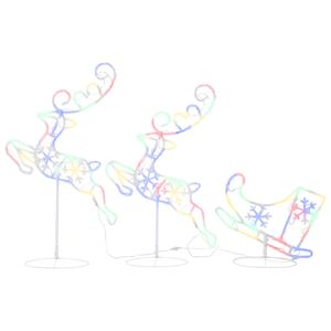 vidaXL Akr&yacute;l J&oacute;laskreyting Hreind&yacute;r og Sle&eth;i 260x21x87cm Marglit