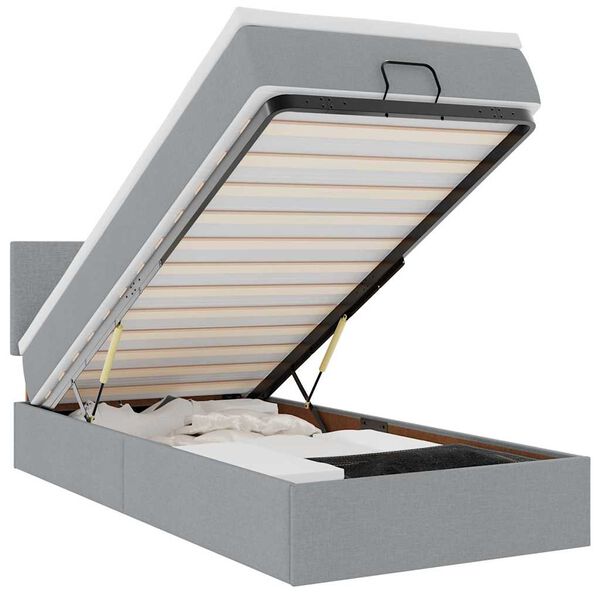 vidaXL Ottoman r&uacute;m me&eth; d&yacute;nu & LED Lj&oacute;sgr&aacute;tt 90x200 cm Efni