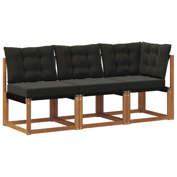 vidaXL &Uacute;tistrokkur mi&eth;- og hornsofa me&eth; p&uacute;&eth;i 3 Stykki N&aacute;tt&uacute;rulegur