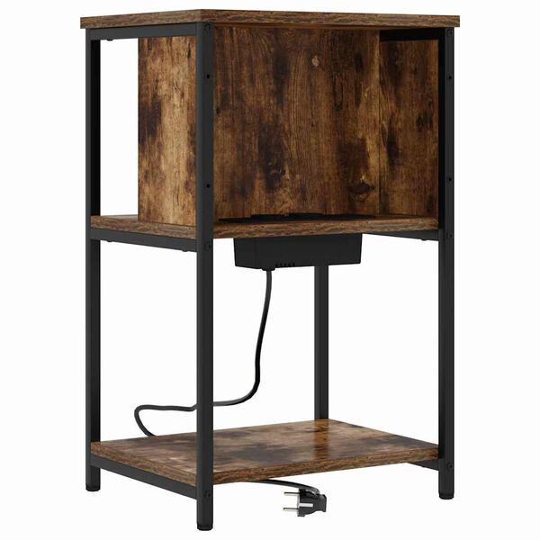 vidaXL Noat&ouml;flu sk&aacute;pur Rau&eth;-eik 38 x 31 x 61 cm Samsettur vi&eth;ur