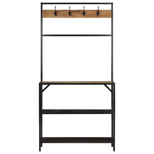 vidaXL Fatahengi 90x35x180 cm Gegnheill Mangóviður og Járn