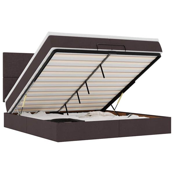 vidaXL Ottoman r&uacute;mgrind me&eth; d&yacute;num D&ouml;kkbr&uacute;nt 200x200cm Efni