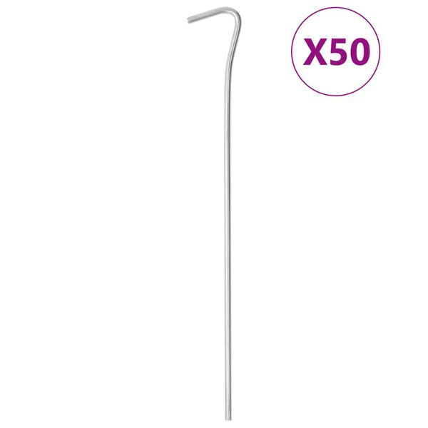 vidaXL Tjaldhælar 50 stk. 23 cm Ø4 mm Galvanhúðað Stál