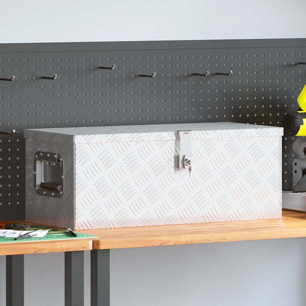 vidaXL Geymslubox Silfurlitað 70x31x27 cm Ál