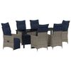 vidaXL Bor&eth; og st&oacute;laflokkur me&eth; p&uacute;&eth;i 7 pcs Gr&aacute;r PE rattan
