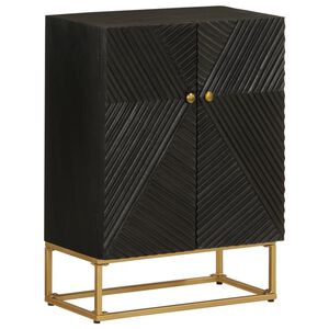 vidaXL Skenkur Svartur 55x30x76 cm Gegnheill Mangóviður og Járn