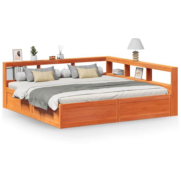 vidaXL R&uacute;mgrind me&eth; B&oacute;kahillu &aacute;n D&yacute;nu Vaxbr&uacute;n 180x200 cm Gegnheil Fura