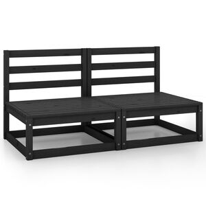 vidaXL 2 S&aelig;ta Gar&eth;s&oacute;fi Svart Gegnheil Fura