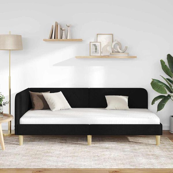 vidaXL Hornrúm ramma með höfuðgafl Svartur 90 x 200 cm dúkur