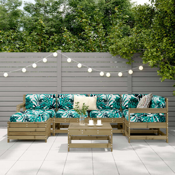 vidaXL 7 Parta Gar&eth;s&oacute;fasett Gegndreypt Fura