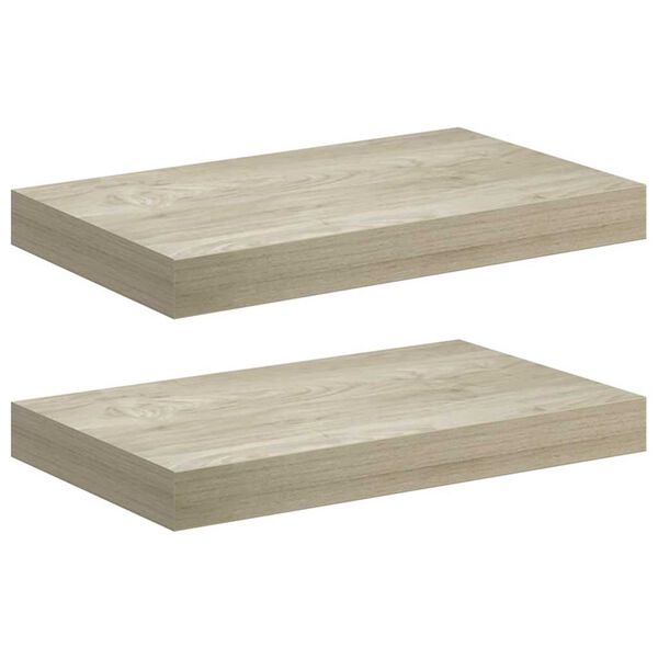 vidaXL Vegghengdar Hillur 2 stk. Eikarlita&eth;ar 40x23x3,8 cm MDF