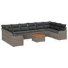 vidaXL Gar&eth;s&oacute;fa sett me&eth; p&uacute;&eth;i 10 pcs Gr&aacute;r p&oacute;l&yacute;rattan
