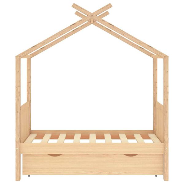 vidaXL Kids R&uacute;mgrind me&eth; sk&uacute;ffu Solid Pine Wood 70x140 cm
