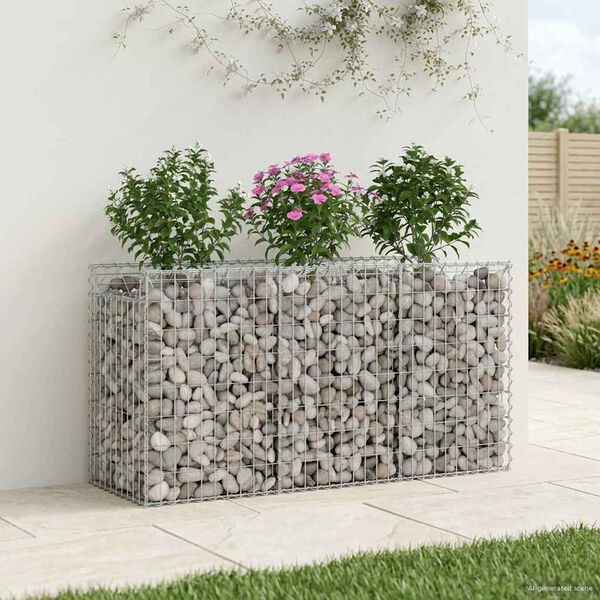 vidaXL Gabion h&aelig;kka&eth; r&uacute;m Silfur 150 x 50 x 80 cm Galvaniserad st&aacute;l