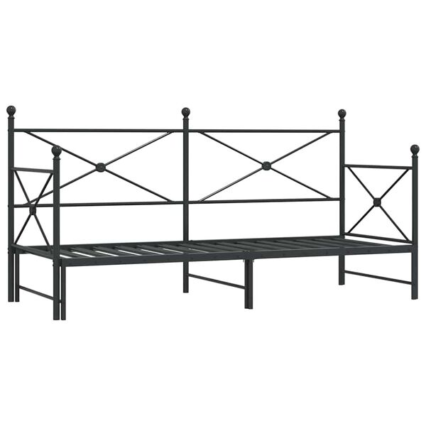 vidaXL Daybed me&eth; r&uacute;llu &aacute;n d&yacute;nu Svartur 80x200 cm St&aacute;l