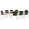 vidaXL Gar&eth;ur bor&eth;sett 9 pcs Br&uacute;nn Solid teak vi&eth;ur