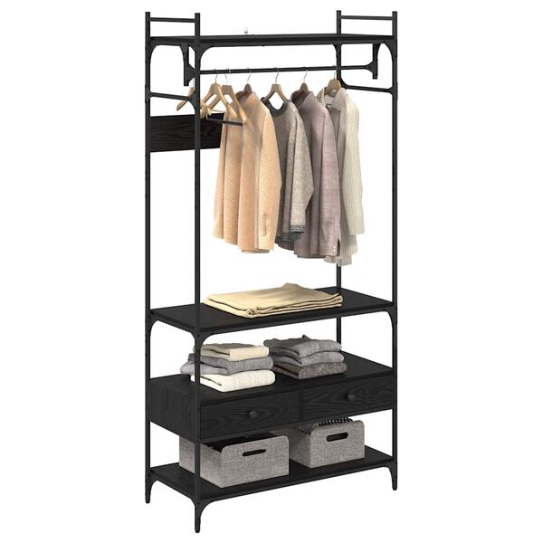 vidaXL Geymsluk&aacute;pur Sv&ouml;rt eik 89 x 39 x 184.5 cm Samsettur vi&eth;ur