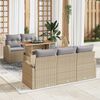 vidaXL Gar&eth;s&oacute;fa sett me&eth; geymslu 6 pcs Drapplita&eth;ur Poly rattan