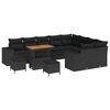 vidaXL Gar&eth;s&oacute;fa sett me&eth; p&uacute;&eth;i 12 pcs Svartur p&oacute;l&yacute;rattan