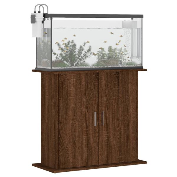 vidaXL Fiskab&uacute;rsstandur Br&uacute;n Eik 81x36x73 cm Samsettur Vi&eth;ur