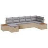 vidaXL Gar&eth;s&oacute;fa sett me&eth; kodda 7 pcs Drapplita&eth;ur Poly rattan
