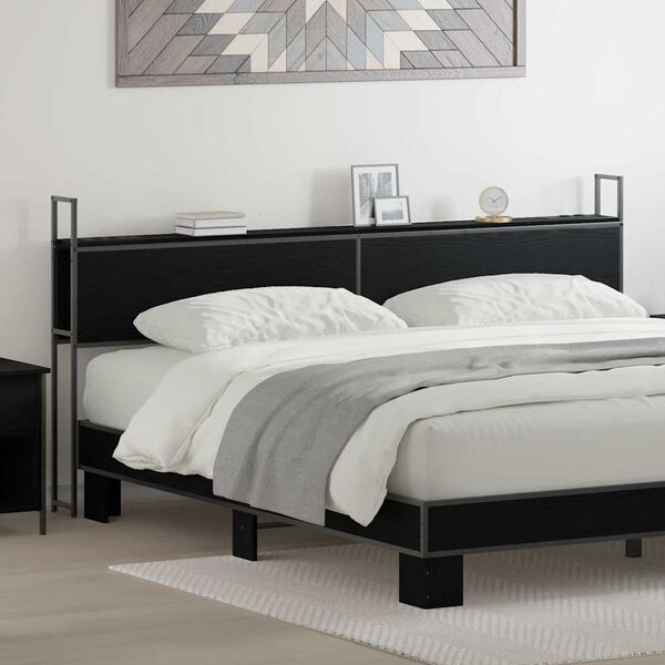 vidaXL Geymsluhefu me&eth; hle&eth;slust&ouml;&eth; Sv&ouml;rt eik 180 cm Samsettur vi&eth;ur