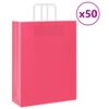 vidaXL Papp&iacute;rspokar 50 stk me&eth; Handf&ouml;ngum Bleik 32x12x42 cm