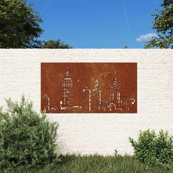 vidaXL Veggskreyting &iacute; Gar&eth;inn 105x55 cm Corten St&aacute;l Sk&yacute;jaklj&uacute;far